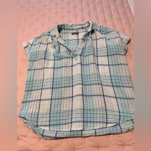 Style & Co. Light Blue and White Plaid Top
